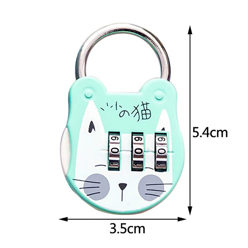 Cute Cat Mini Combination Lock – Luggage, Drawer & Dorm Combination Padlock Axl