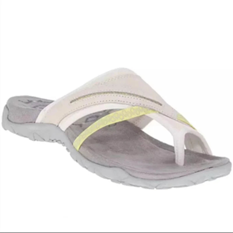 Women's Color Block Closed Toe Flat Slippers & Beach Sandals Flat Slippers Axl Beige 41