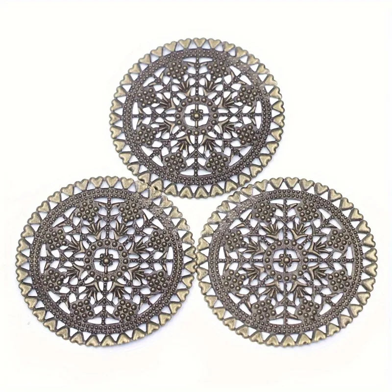 25 Pcs Vintage Bronze Heart Filigree Wraps 60mm | DIY Jewelry Jewelry Filigree Wraps Axl