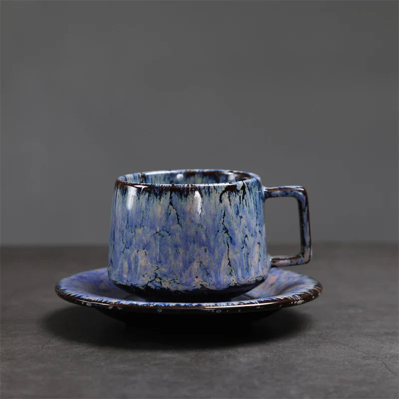 180ml Japanese Kiln-Fired Ceramic Espresso Cup & Saucer Set Ceramic Espresso Cup Axl Light Blue 180ml