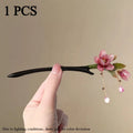 Chinese Floral Hair Stick – Pink Flower Tassel Hanfu Hairpin Floral Hair Stick Axl flower-1pcs
