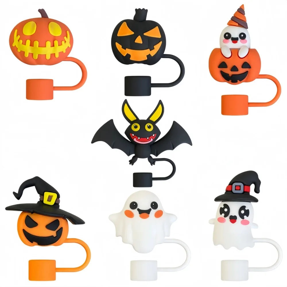 7-Pack Halloween Silicone Straw Caps – BPA-Free Dustproof Covers Straw Covers Axl