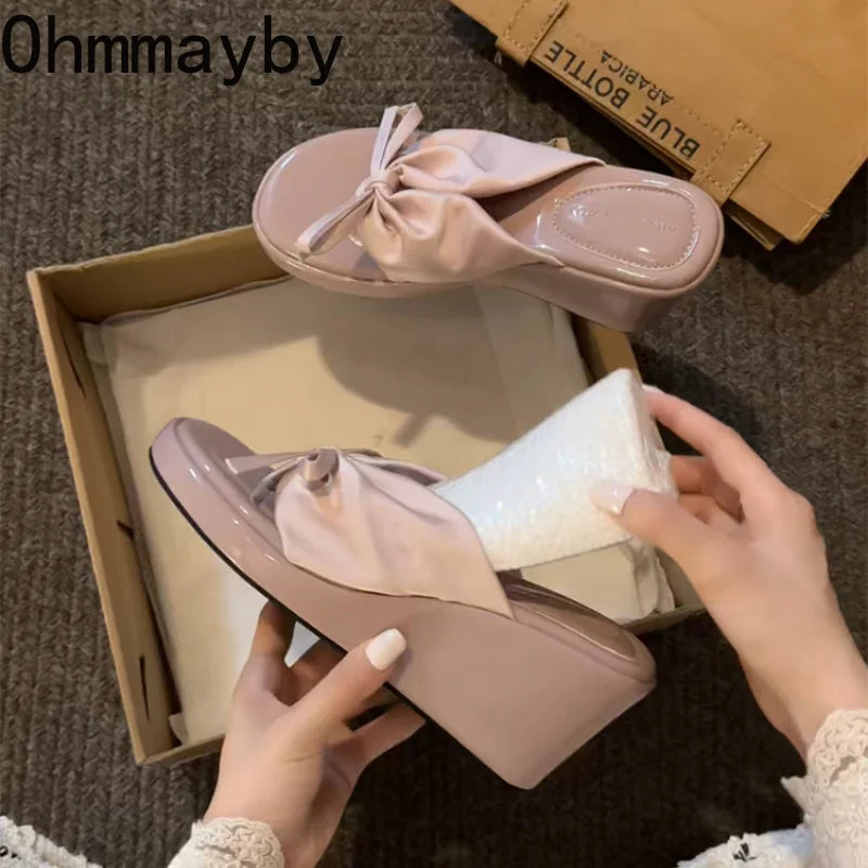 Women's Platform Wedge Slides – Clip Toe Summer Slippers Platform Wedge Slides Axl