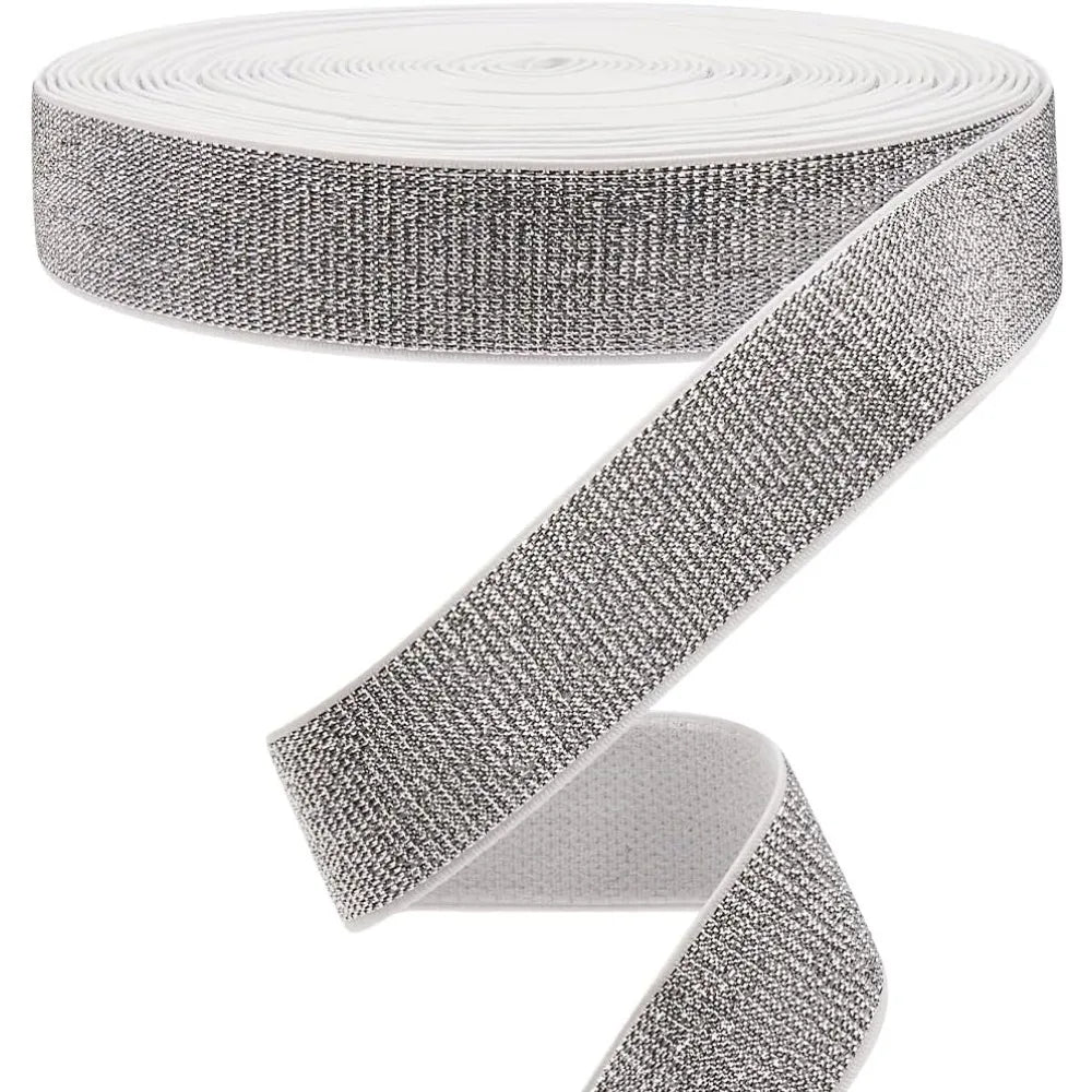 Silver Flat Elastic Band 24mm – 12 Yards Polyester Sewing Roll Sewing Elastic Band Axl AECH04-18149