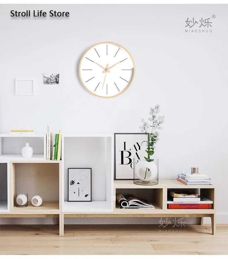 Large Bamboo Wood Silent Wall Clock – Nordic Modern Decor Silent Wall Clock Axl