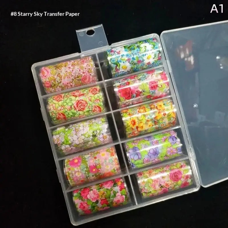 10 Rolls Floral Butterfly Nail Foil Transfer Stickers – DIY Art Nail Art Foils Axl A1