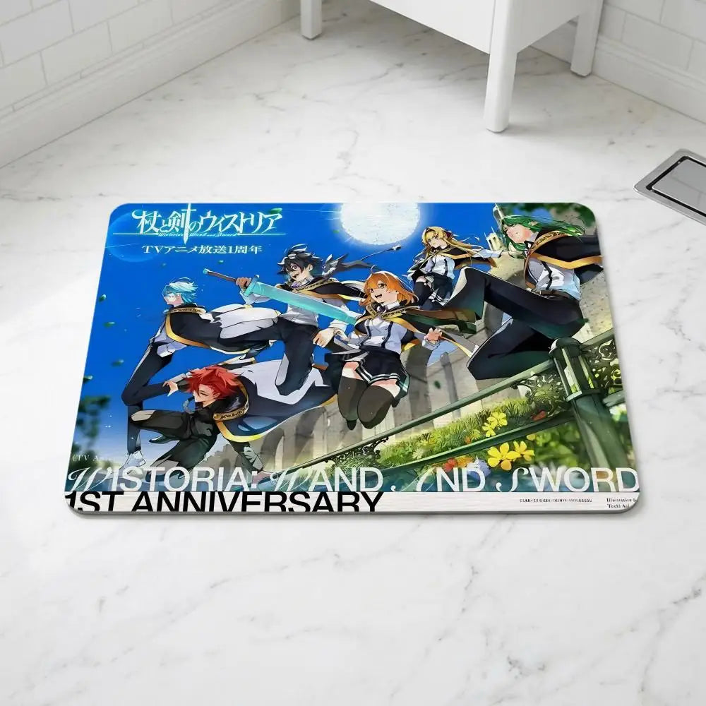 Diatomite Bath Mat – Quick Dry Anti-Slip Anime Wistoria Design Diatomite Bath Mat Axl