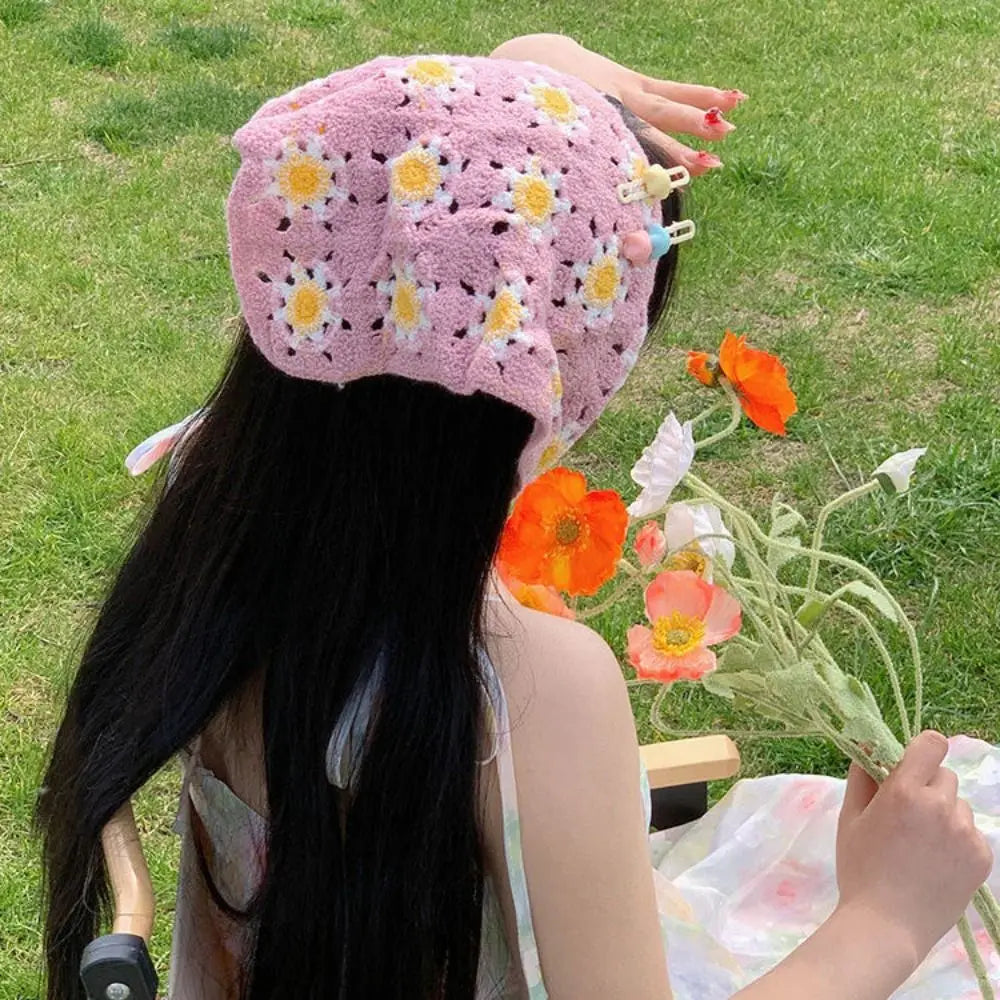 Women's Crochet Triangle Headband – Floral Beach Turban Crochet Headband Axl