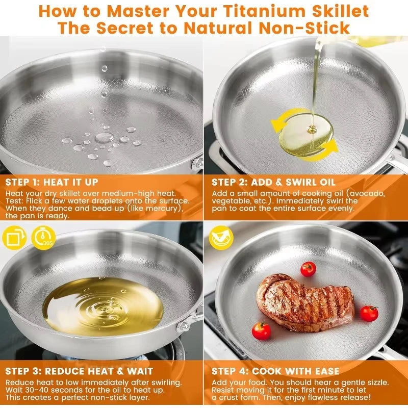KEMORELA Titanium Non-Stick Frying Pan with Lid | Induction Titanium Frying Pan Axl