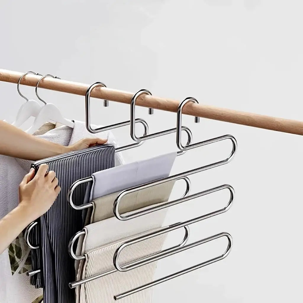 5-Layer Stainless Steel Trouser Rack – Wardrobe Space Saver Trouser Hanger Rack Axl 1pc
