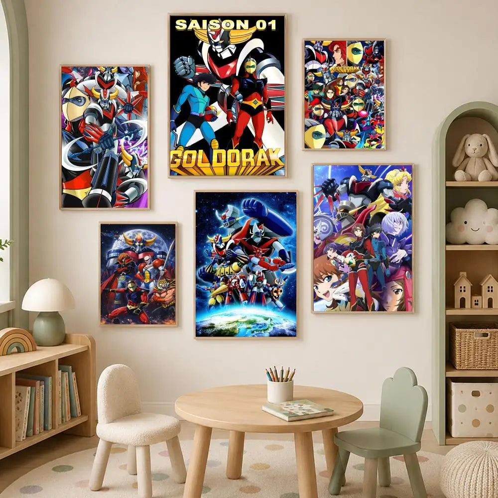 Goldorak Anime Self-Stick HD PVC Wall Poster – Waterproof Decor Wall Art Poster Axl