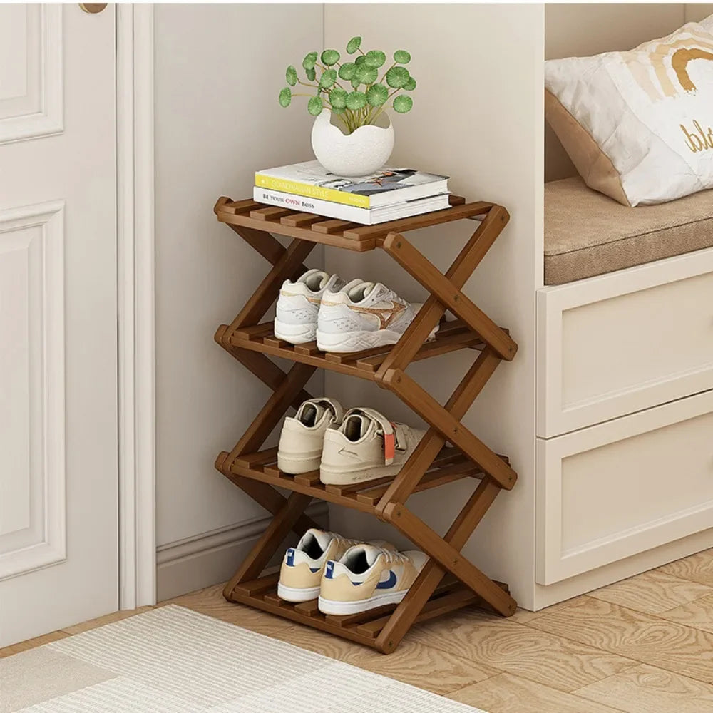 Bamboo Telescopic Shoe Rack – Foldable Multi-Layer, No Install Bamboo Shoe Rack Axl