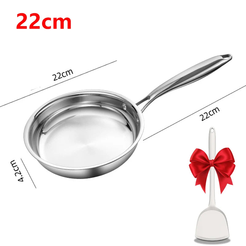 KEMORELA Tri-Ply 304 Stainless Steel Frying Pan | Induction Ready Stainless Steel Skillet Axl 22cm
