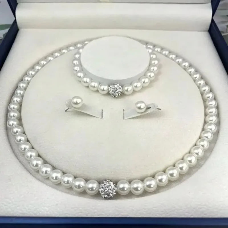 3-Piece Imitation Pearl Bridal Jewelry Set – Necklace, Bracelet & Earrings Bridal Jewelry Set Axl
