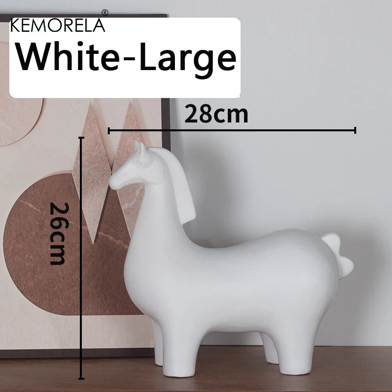 Nordic Ceramic Horse Ornament | Home & Office Decor Gift Ceramic Figurine Axl White L