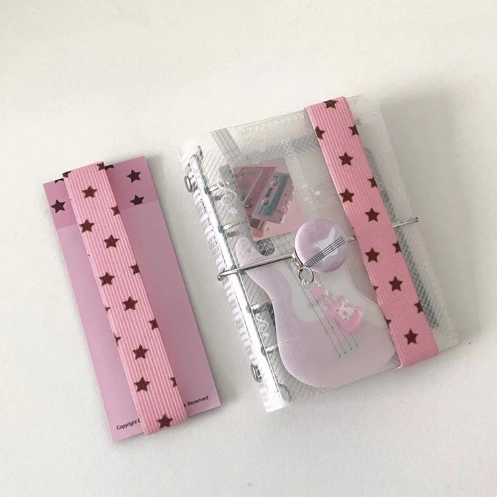 Elastic Notebook Straps for A7 M5 Planner & Scrapbook | Kawaii Planner Notebook Strap Axl Pink Star