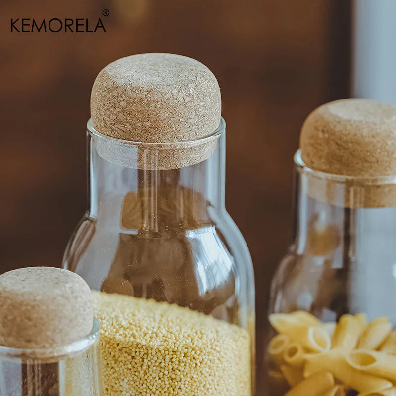 Clear Glass Storage Jar with Cork Lid – Airtight Canister Glass Storage Jar Axl