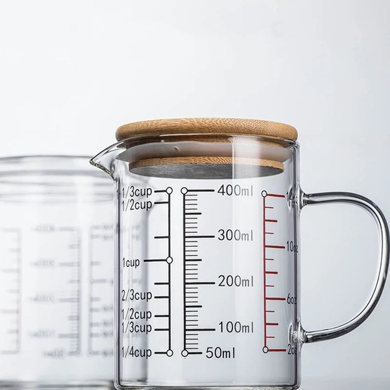 KEMORELA Borosilicate Glass Measuring Cup with Bamboo Lid Glass Measuring Cup Axl