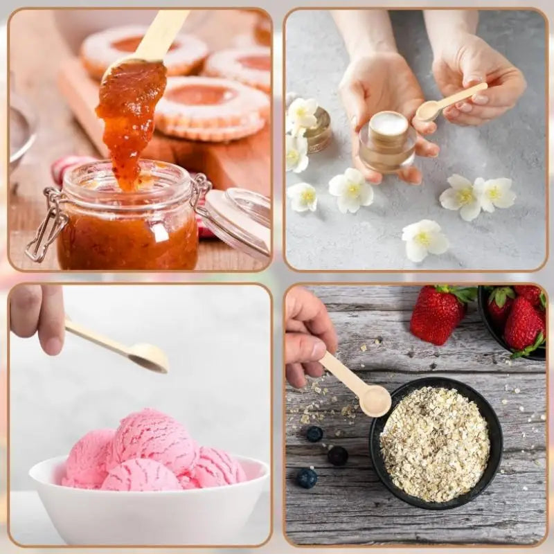 Mini Wooden Spoon Set 10 Pcs – Salt, Spice & Coffee Scoop Wooden Kitchen Spoons Axl