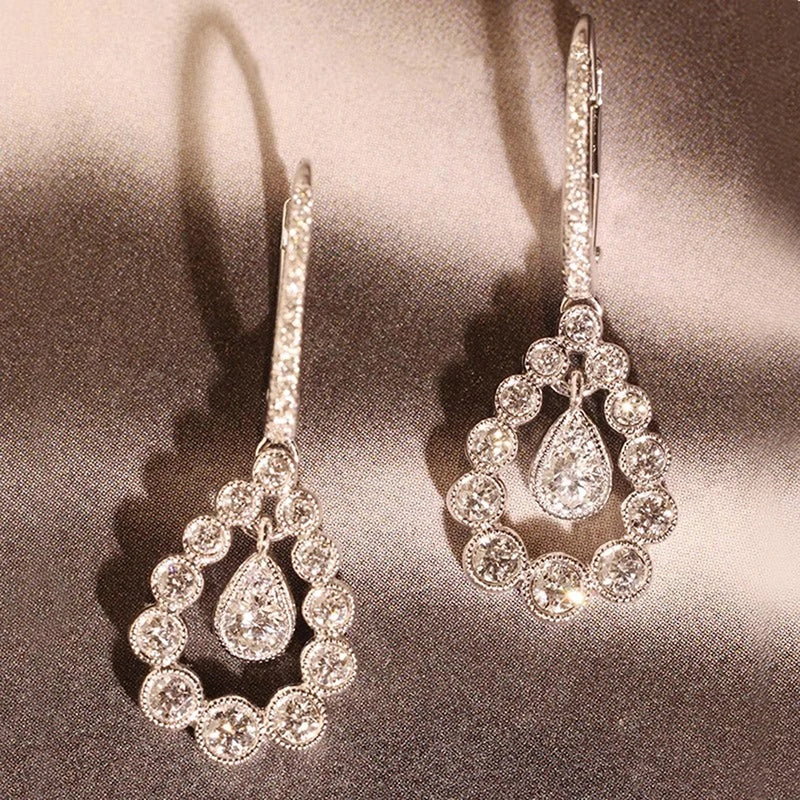 Huitan Waterdrop Drop Earrings – Sparkling Cubic Zirconia Drop Earrings Axl