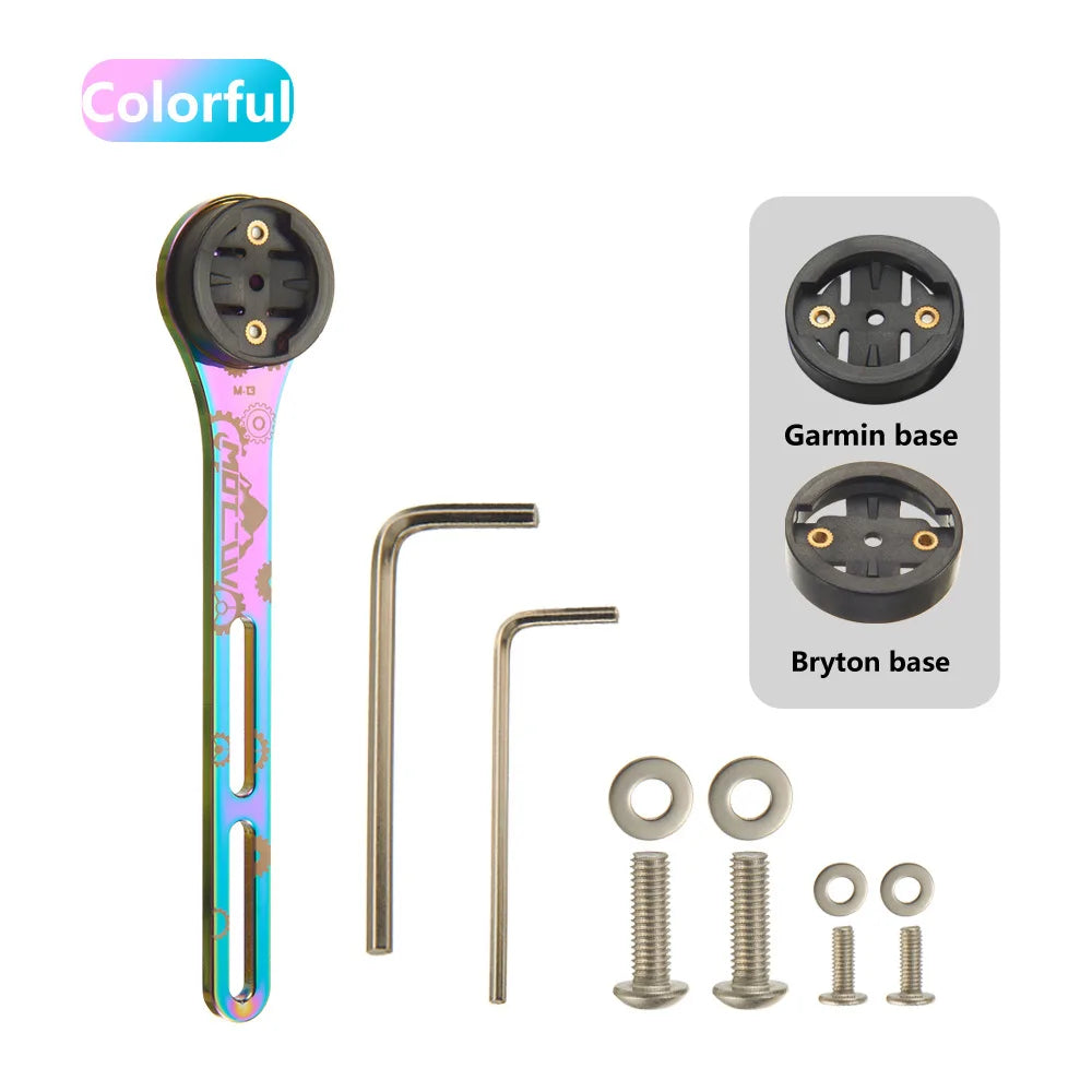 GPS Bike Computer Mount – Titanium Out-Front Stem Bracket Bike Computer Mount Axl Colorful