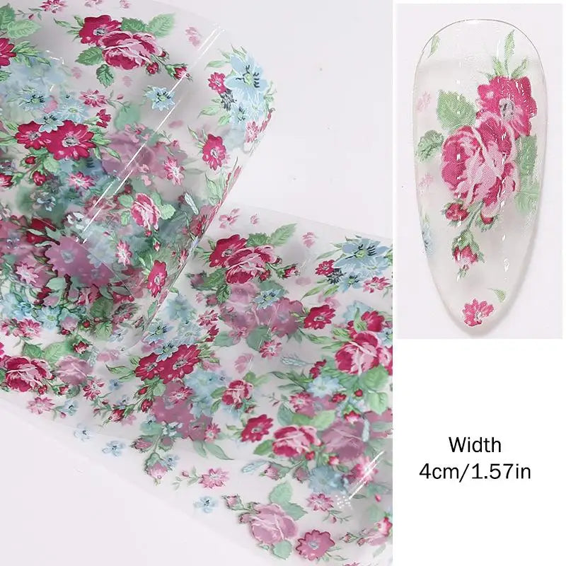 Floral Rose Nail Transfer Foil Stickers – DIY Nail Art Wraps Nail Art Stickers Axl