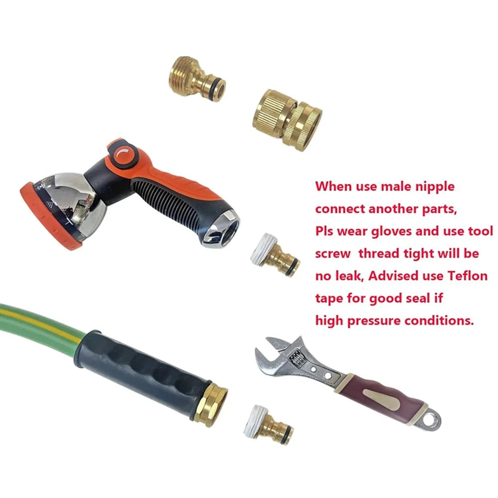 Brass 3/4" GHT Quick Connect Garden Hose Coupler Fitting Garden Hose Fitting Axl