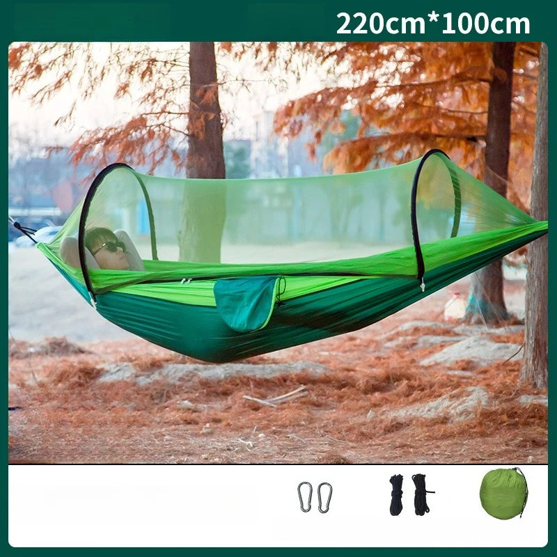 Ultralight Camping Hammock with Mosquito Net | Parachute Nylon Camping Hammock Axl green A S