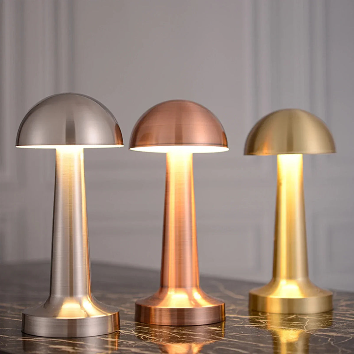 Retro Mushroom LED Table Lamp – USB Rechargeable, 3-Color Dimmer LED Table Lamp Axl