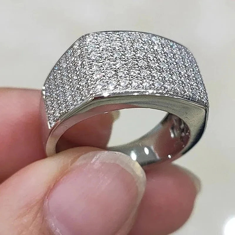 Huitan Women's Cubic Zirconia Pave Wedding Band Ring
