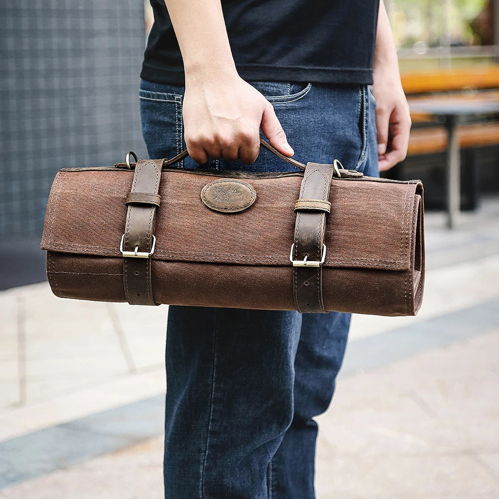 XINZUO 12-Slot Canvas Chef Knife Roll Bag | 2 Zipper Pockets Knife Roll Bag Axl