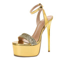 Women's Sequined Platform Stiletto Sandals – Open Toe Heels Platform Stiletto Sandals Axl gold 41