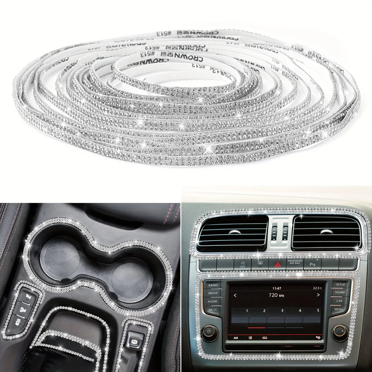 Car Dashboard Stickers – Self-Adhesive Interior Decor | White Car Interior Stickers Axl