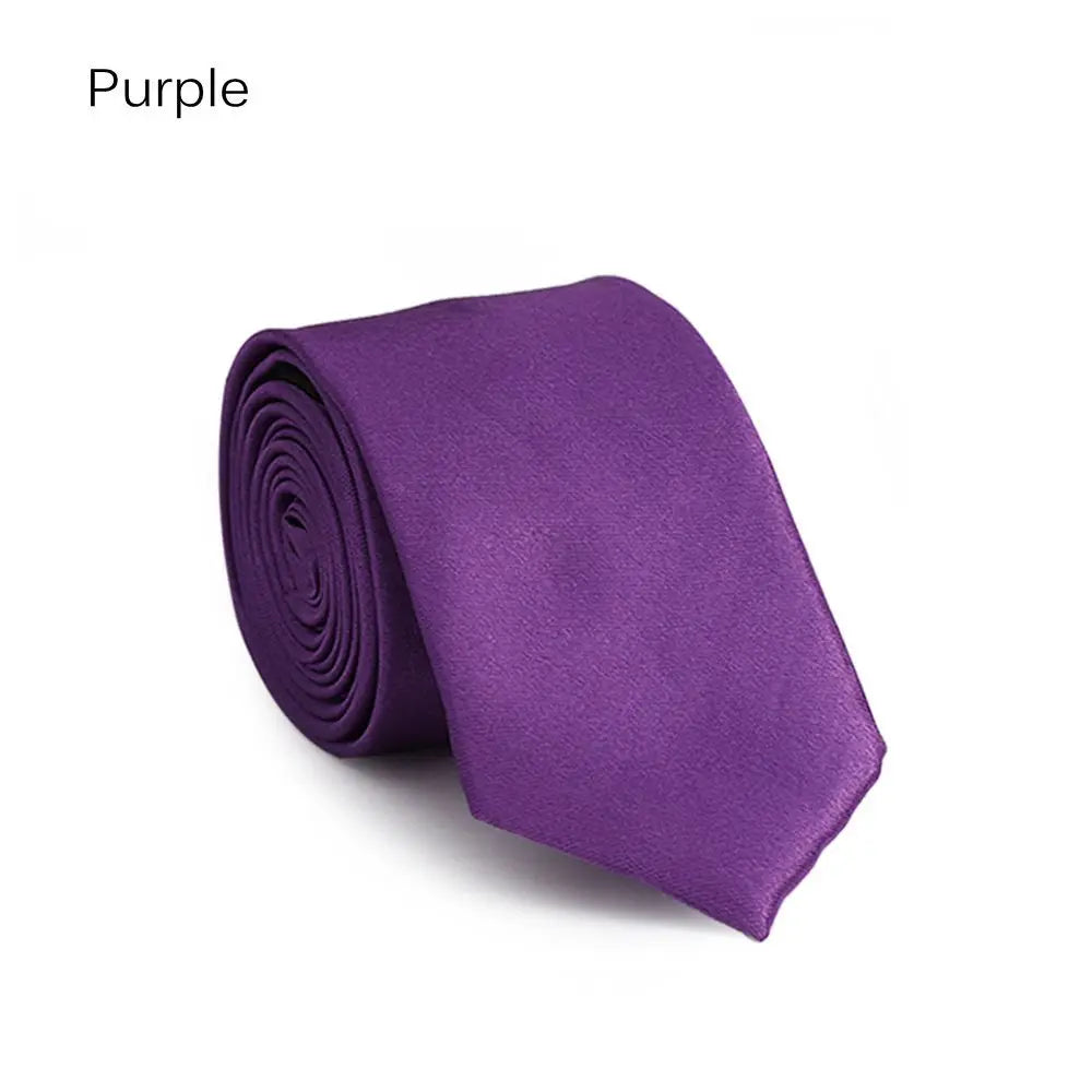 Men's Slim Solid Skinny Necktie – Faux Silk Wedding & Party Tie Men's Necktie Axl purple