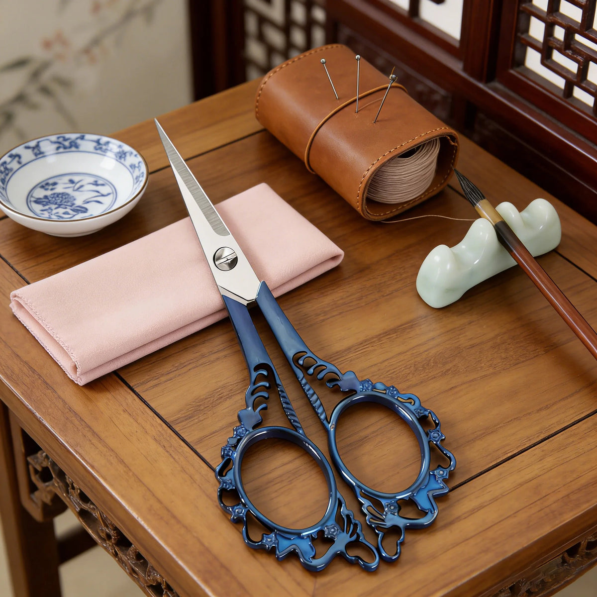 Vintage Stainless Steel Sewing Scissors – Embroidery & Tailor Sewing Scissors Axl Scissors-Blue