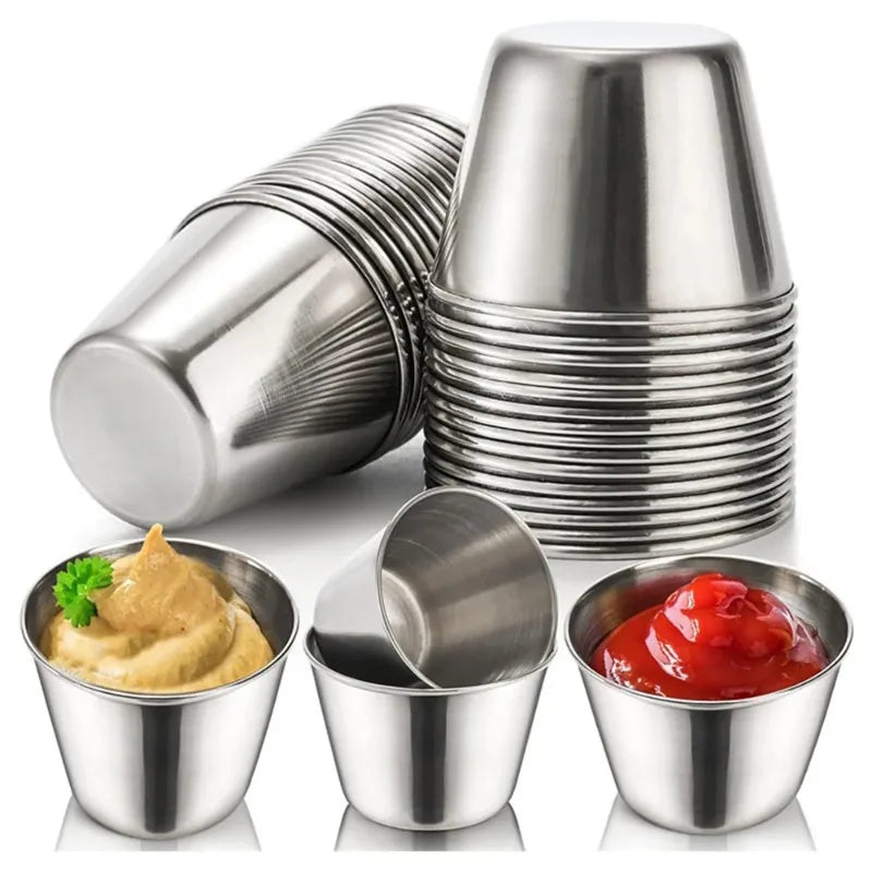 Stainless Steel Dipping Sauce Cups – BBQ & Condiment Dishes Condiment Dipping Cups Axl