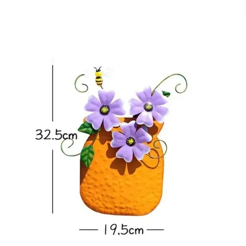 Metal Flower Wall Vases – Outdoor Fence & Patio Garden Decor Garden Wall Vase Axl