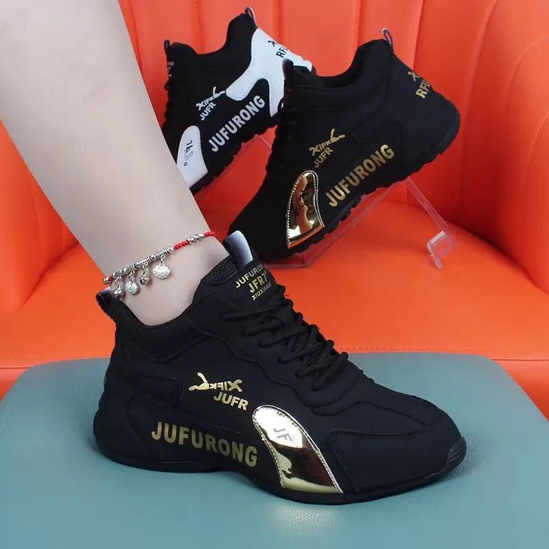 Women's Breathable Lace-Up Lightweight Walking Sneakers Women's Sneakers Axl Gold 43