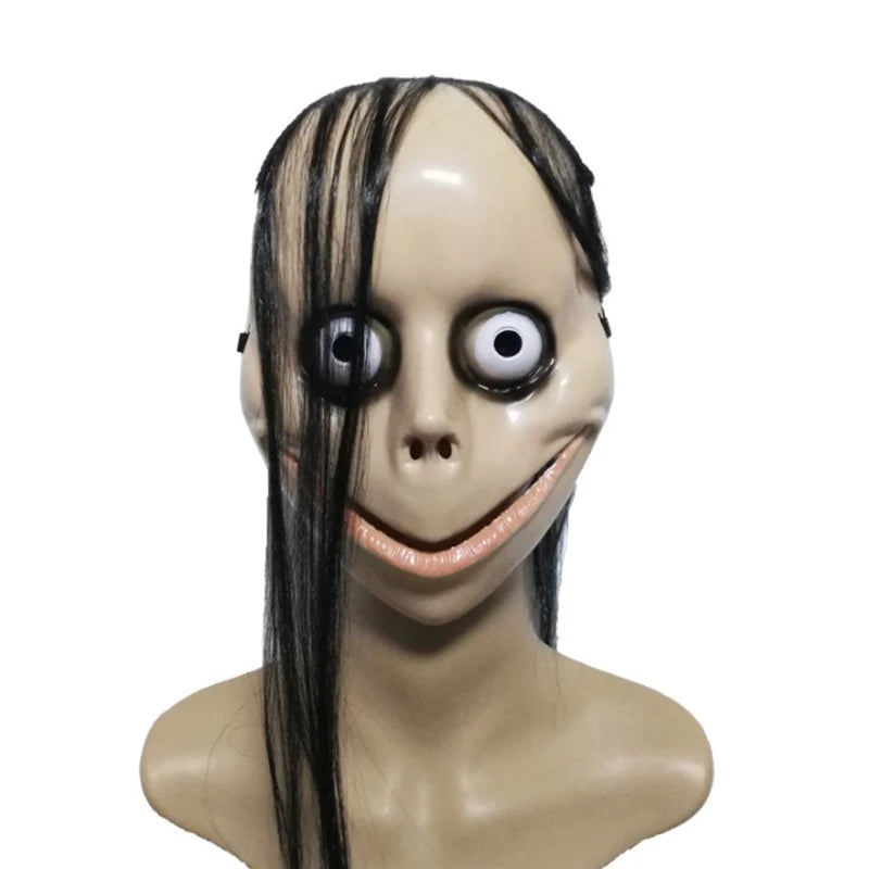 Halloween Ghost Mask with Long Hair – Horror PVC Female Mask Halloween Costume Mask Axl