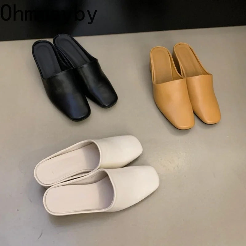 Women's Wedge Heel Mules – Square Toe Slip-On Slide Sandals Wedge Mule Sandals Axl