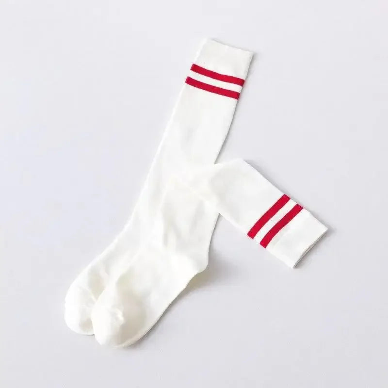 Women's Striped Cotton Calf Socks – JK College Style Pile Socks Cotton Calf Socks Axl 2 One Size