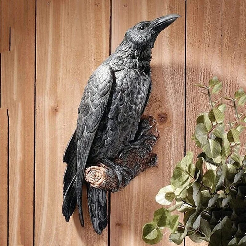 Resin Raven Crow Statue – Halloween & Garden Bird Sculpture Resin Bird Sculpture Axl