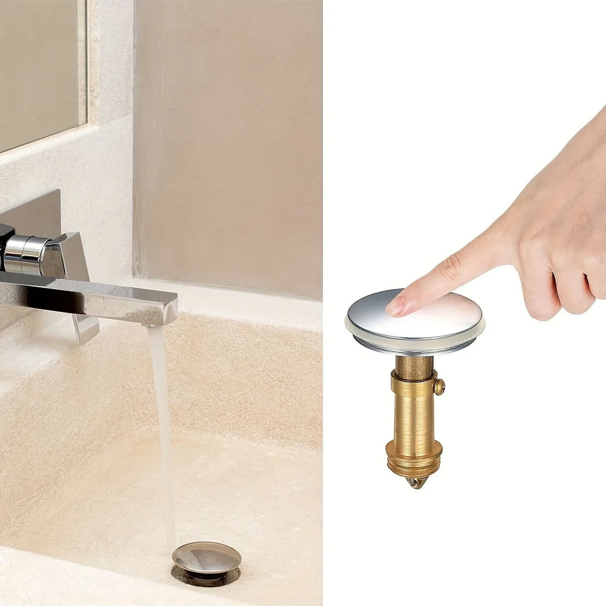 Universal Brass Spring-Loaded Sink Stopper & Drain Plug Sink Drain Stopper Axl