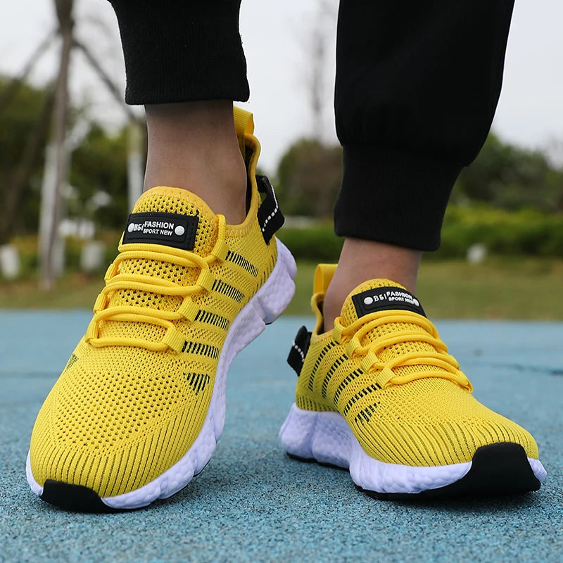 ZULIWAGN Men's Breathable Mesh Running & Walking Shoes Men's Athletic Shoes Axl YELLOW 36
