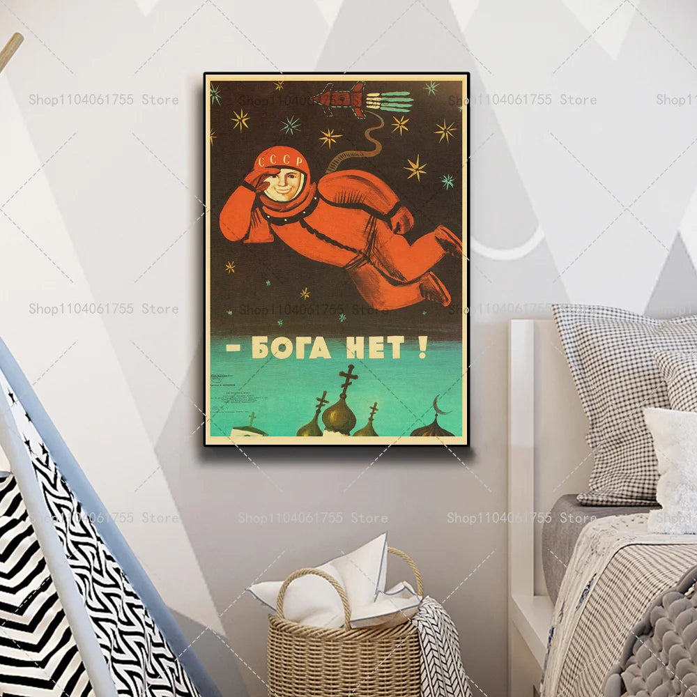 Soviet USSR CCCP Vintage Poster – Self-Adhesive Wall Sticker Art Wall Art Sticker Axl