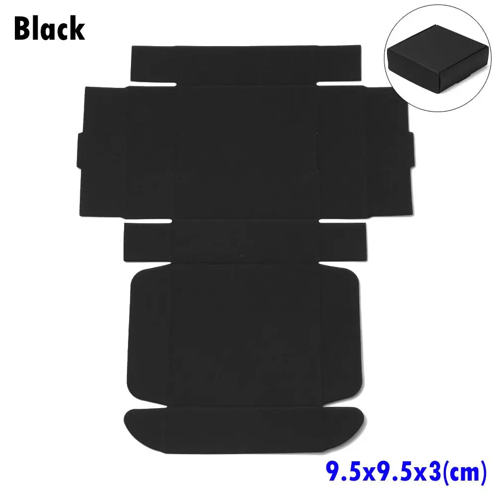 10-Pack Kraft Paper Gift Boxes – 9 Sizes Brown White Black Gift Packaging Boxes Axl black-9.5x9.5x3cm