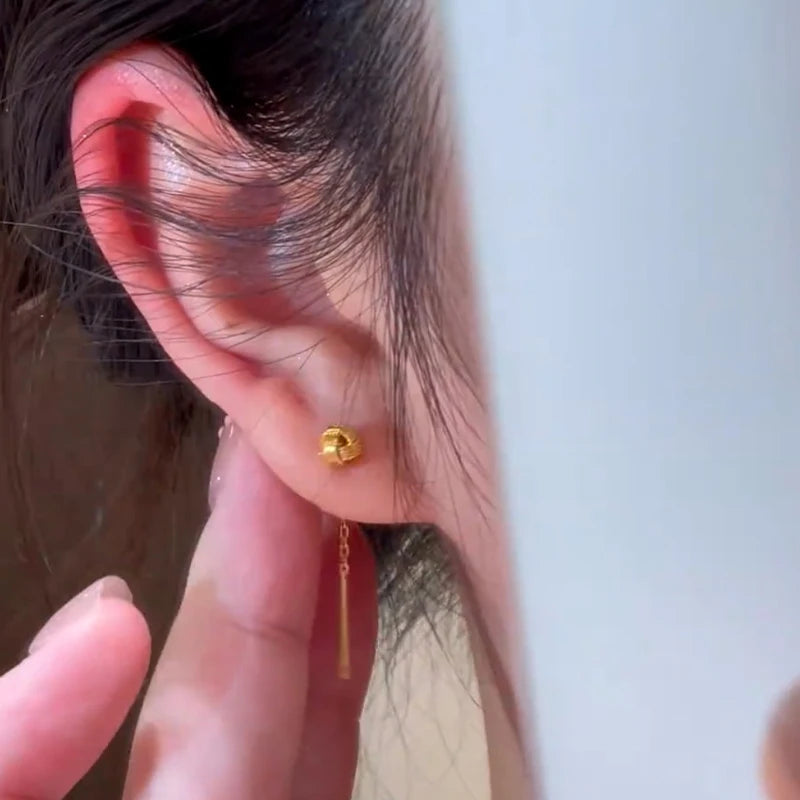 Golden Ruyi Drop Earrings – Light Luxury Metal Jewelry Drop Earrings Axl