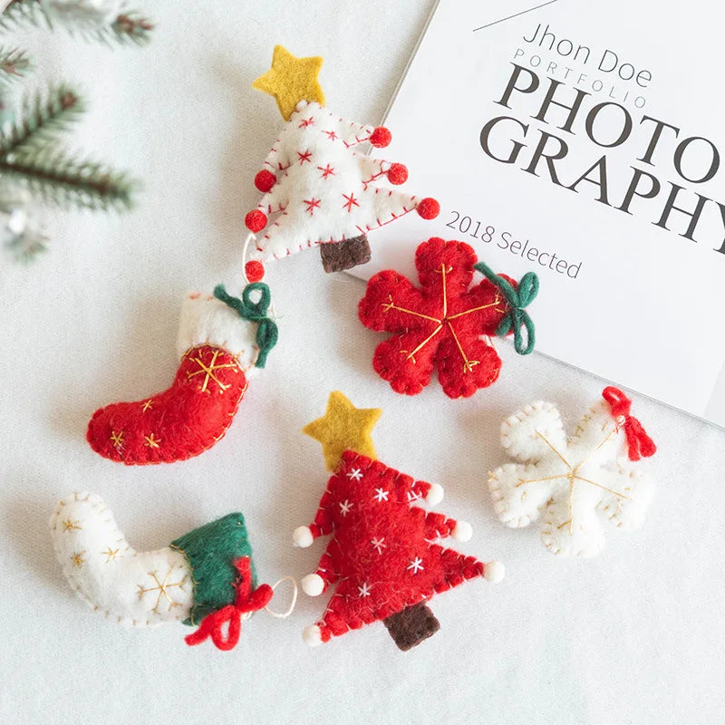 Wool Felt Christmas Ornaments – Snowmen, Tree & Wreath Décor Christmas Ornaments Axl