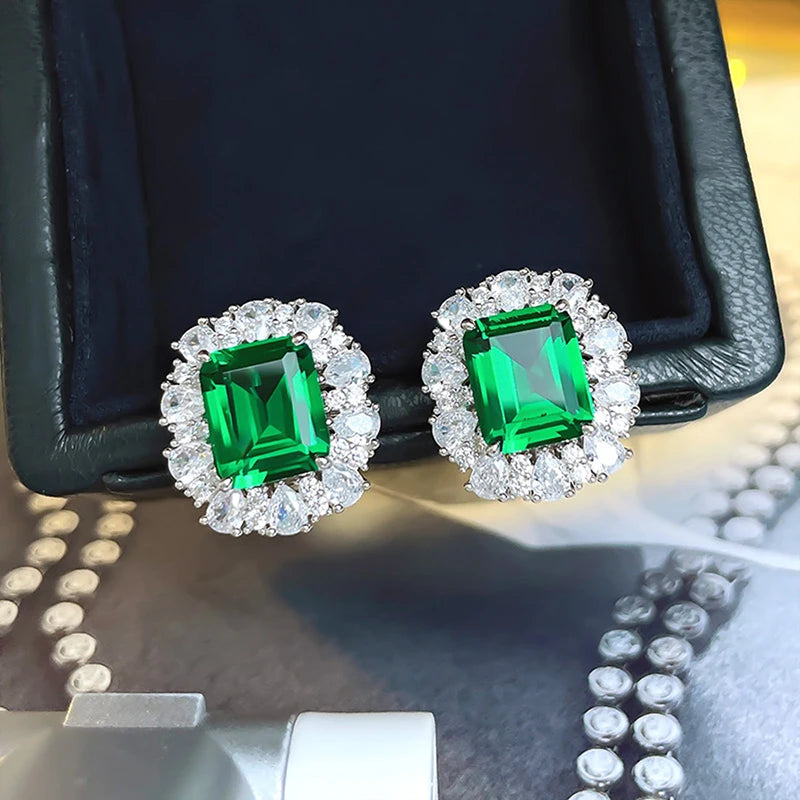 Huitan Green Cubic Zirconia Stud Earrings – Women's Jewelry Stud Earrings Axl E2876