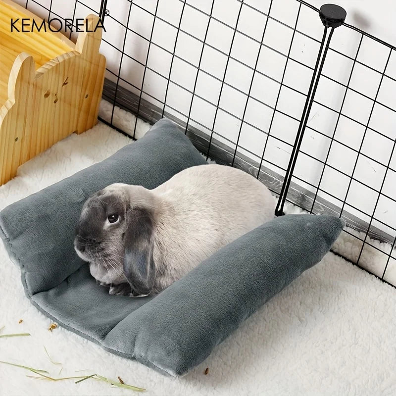 KEMORELA Rabbit Bed – Plush Cotton Lounger Pad & Pillow Small Pet Bed Axl